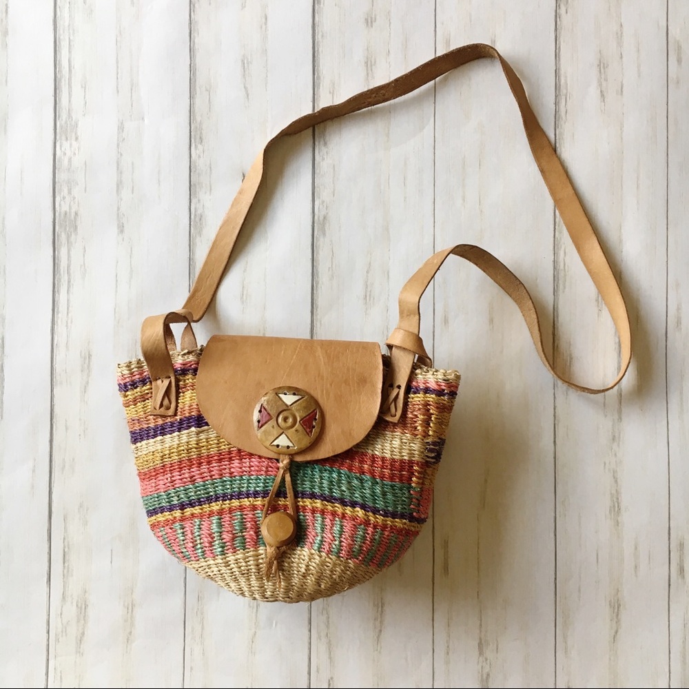 Vintage Danieli Woven Straw Cross-body Bag